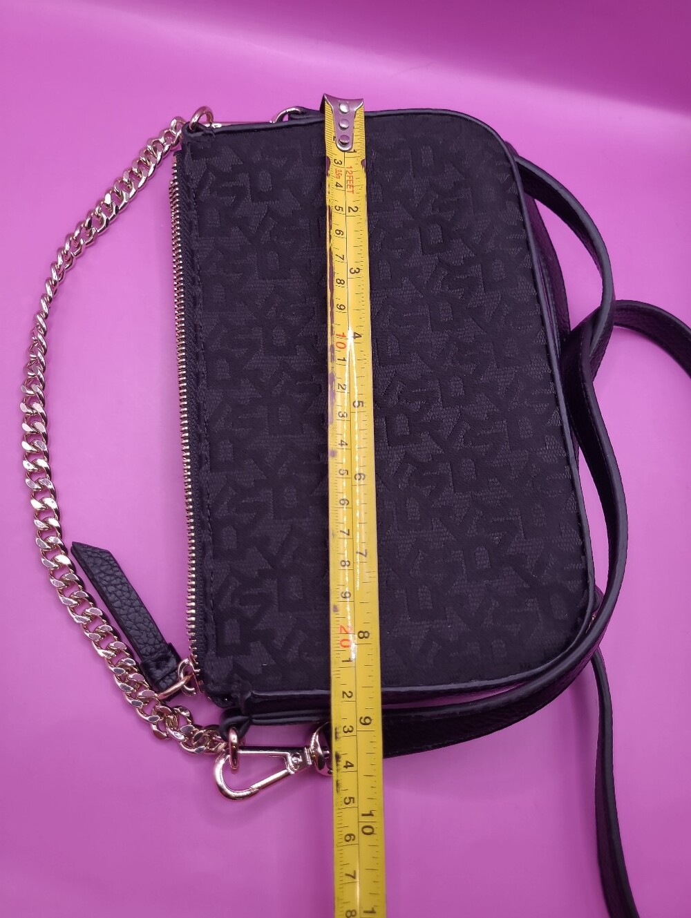 DKNY Bryant Park Small Crossbody Handbag Black Jacquard Monogram Logo Purse - Picture 8 of 9